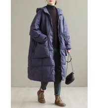 Plus Size Purple Hooded thick Duck Down Coats Winter