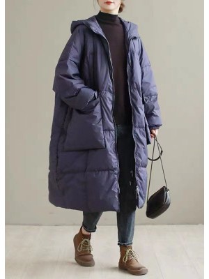 Plus Size Purple Hooded thick Duck Down Coats Winter