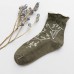 Women Winter Flower Snowflake Jacquard Casual Cotton Crew Sock