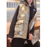 Champagne Zip Up Pockets Duck Down Winter down vest