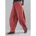 Chic Red Cotton Linen Radish trousers Pants Summer