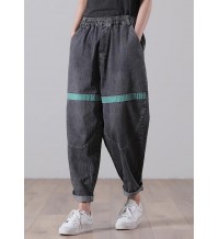 Women Black Patchwork Jeans Summer Cotton