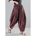 Stylish Red Print Linen Casual Harem  Pants Summer