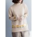 Cute nude knit top silhouette Sun flower plus size side open knitwear