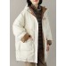 Chic White hooded Pockets Casual Winter Down Coat