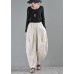 Plus Size Beige Pockets Cotton Linen Radish trousers Pants Summer